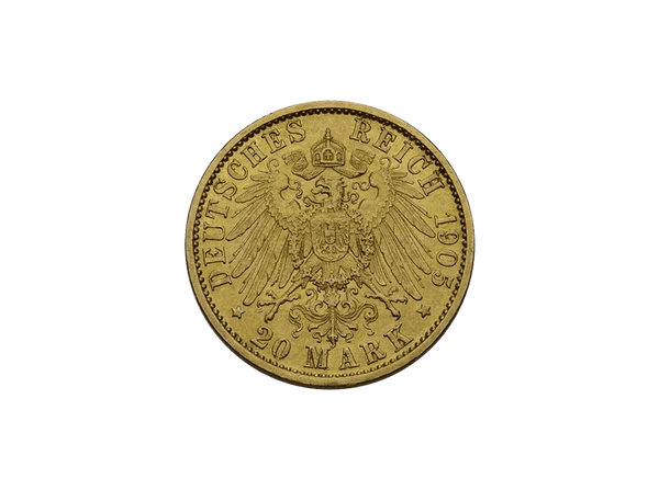 Buy original gold coins 20 gold marks Saxony Coburg Gotha 1905 with Bitcoin!