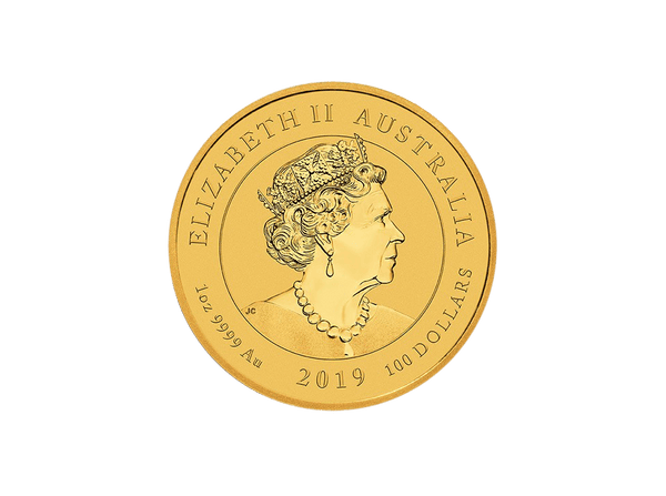 Buy original gold coins Australia 1 oz Dragon and Tiger 2019 Gold with Bitcoin!
