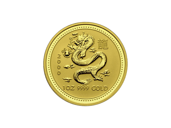 Buy original gold coins Australia 1 oz Lunar I 2000 Dragon Gold Coin with Bitcoin!