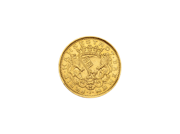 Buy original gold coins Bremen 10 Mark 1907 coat of arms German Empire with Bitcoin!