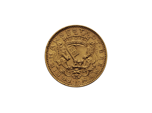 Buy original gold coins Bremen 20 Mark 1906 coat of arms German Empire with Bitcoin!