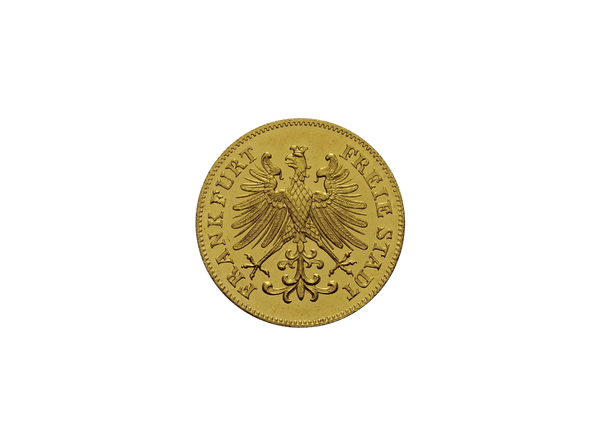Buy original gold coins City Frankfurt 1 Dukat 1856 with Bitcoin!