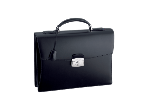 Buy original leather bags S.T. Dupont One Gusset Briefcase Line D Leather Black 181001 with Bitcoin!
