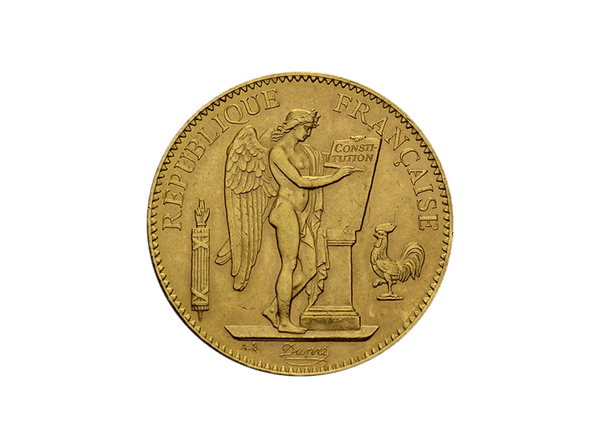 Buy original gold coins France 100 Francs Genius (1871-1940) Gold with Bitcoin!