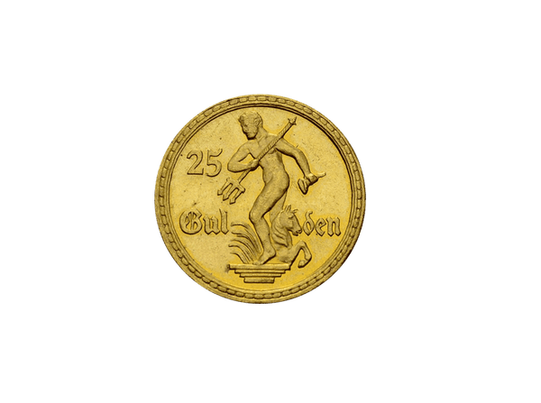 Buy original gold coins Gdansk 25 gulden 1930 gold with Bitcoin!