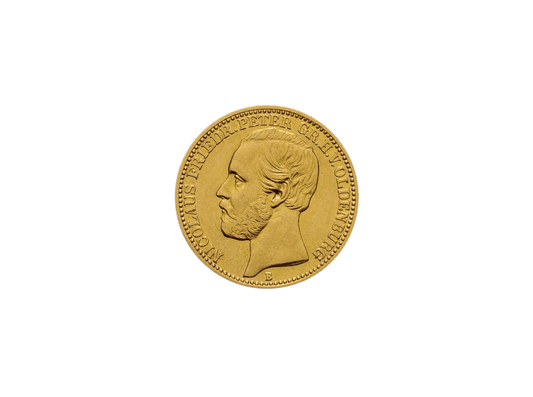 Buy original gold coins Grand Duchy of Oldenburg, Nicolaus Friedrich Peter 10 Mark 1874 B with Bitcoin!