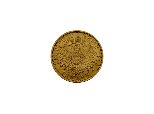Buy original gold coins Lübeck 10 Mark City coat of arms German Empire with Bitcoin!