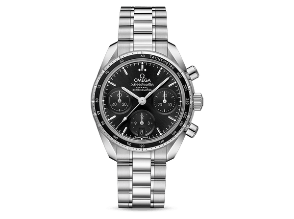 Buy original Omega Speedmaster 38 Co-Axial Chronograph 324.30.38.50.01.001 with Bitcoins!