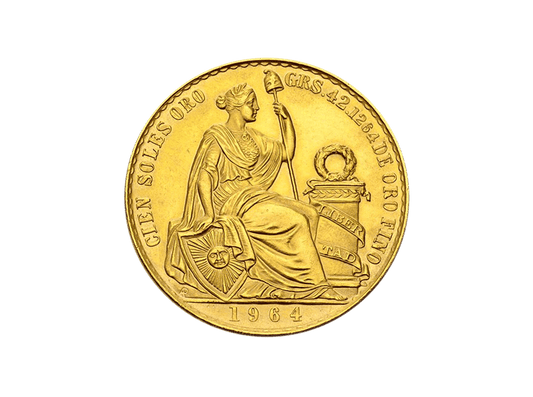 Buy original gold coins Peru 100 soles gold with Bitcoin!
