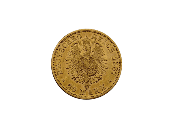 Buy original gold coins Saxony-Altenburg 20 Mark 1887 Ernst I. Empire with Bitcoin!