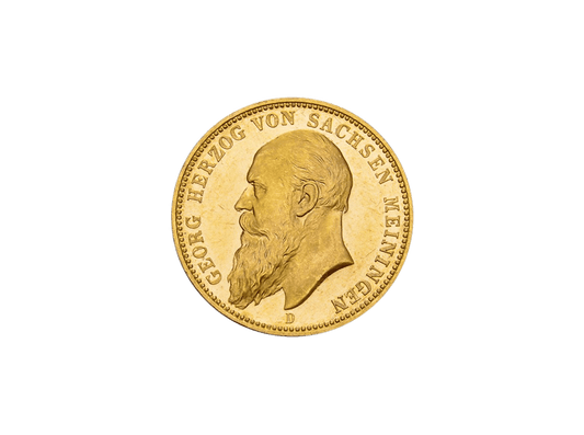 Buy original gold coins Saxony-Meiningen 20 Mark 1900 + 1905 Georg II Empire with Bitcoin!