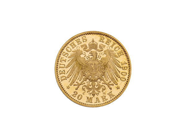 Buy original gold coins Saxony-Meiningen 20 Mark 1900 + 1905 Georg II Empire with Bitcoin!