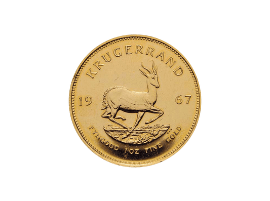 Buy original gold coins South Africa 1 oz Krugerrand 1967 with Bitcoin!