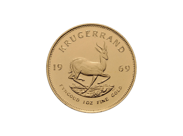 Buy original gold coins South Africa 1 oz Krugerrand 1969 with Bitcoin!