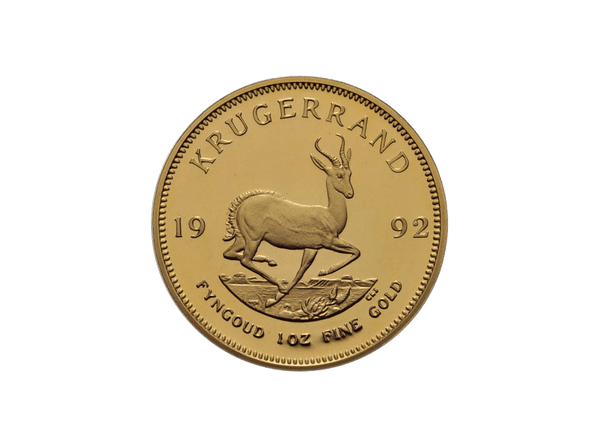 Buy original gold coins South Africa 1 oz Krugerrand 1992 with Bitcoin!