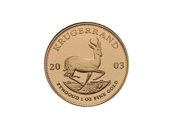 Buy original gold coins South Africa 1 oz Krugerrand 2003 with Bitcoin!