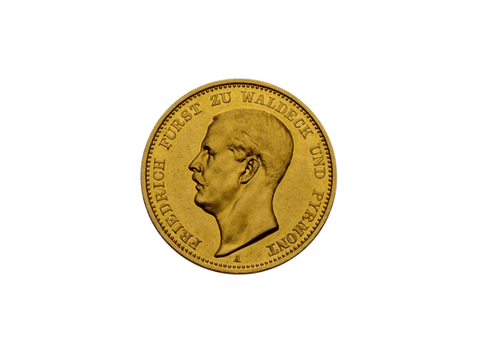 Buy original gold coins Waldeck and Pyrmont 20 Mark 1903 Friedrich Empire Gold with Bitcoin!