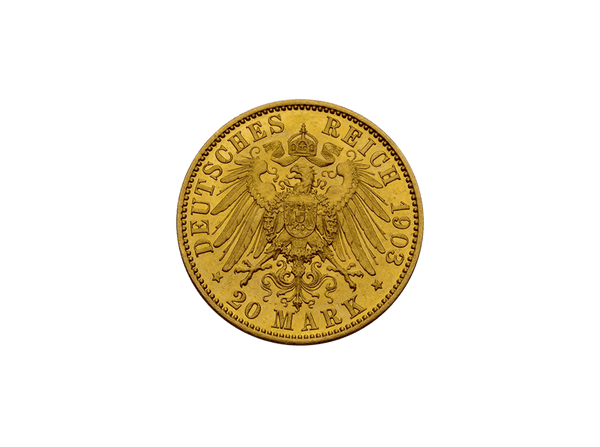 Buy original gold coins Waldeck and Pyrmont 20 Mark 1903 Friedrich Empire Gold with Bitcoin!