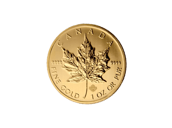 Buy original gold coins 1 oz Gold Maple Leaf with Bitcoin!