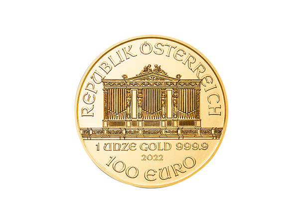 Buy original gold coins Austria 1 oz Vienna Philharmonic 2022 Gold with Bitcoin!