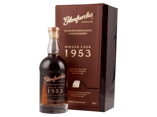 Buy original Whiskey Glenfarclas 1953 - 58 year old single cask whiskey with Bitcoin!